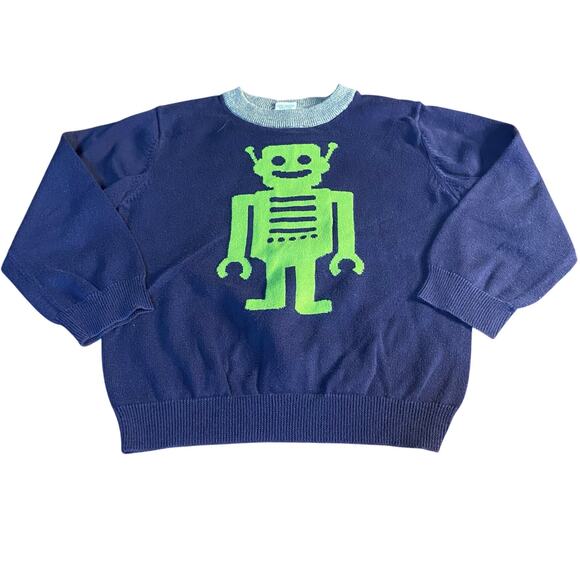 Circo navy blue green robot long sleeve knit crew sweater SIZE 4T - Picture 1 of 3